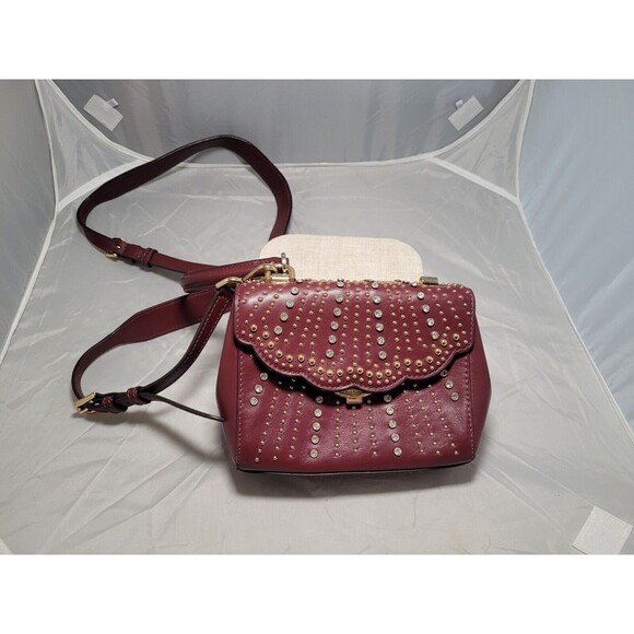 Michael Kors 32H8SF5C1U Ava Extra Small Studded Crossbody/Shoulder Bag in Maroon - Picture 1 of 8